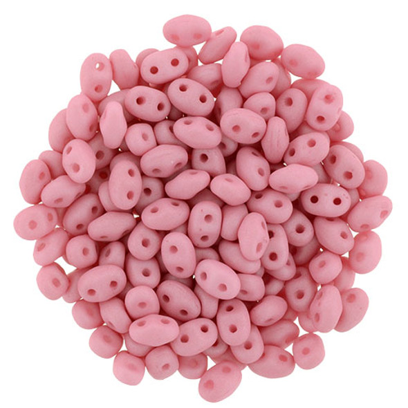 MiniDuo 2x4mm 2-Hole Czech Glass Beads SATURATED PINK