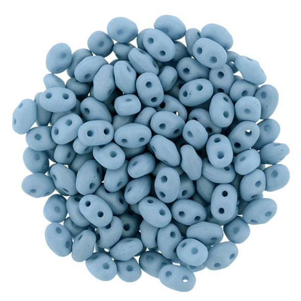 MiniDuo 2x4mm 2-Hole Czech Glass Beads SATURATED DK SKY BLUE