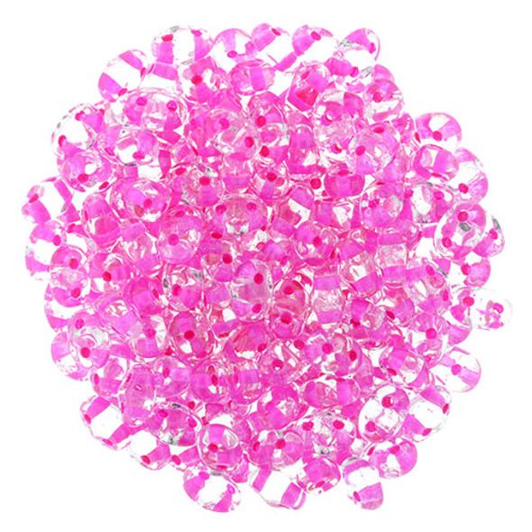 MiniDuo 2x4mm 2-Hole Czech Glass Beads CRYSTAL HOT PINK LINED