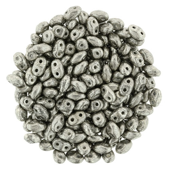 MiniDuo 2x4mm 2-Hole Czech Glass Beads ANTIQUE SILVER