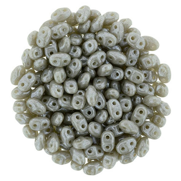 MiniDuo 2x4mm 2-Hole Czech Glass Beads LUSTER ASHEN GRAY