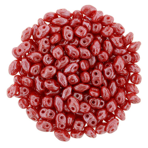 MiniDuo 2x4mm 2-Hole Czech Glass Beads LUSTER OPAQUE RED