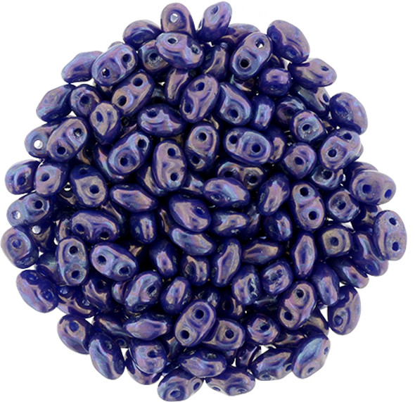 MiniDuo 2x4mm 2-Hole Czech Glass Beads NEBULA OPAQUE BLUE
