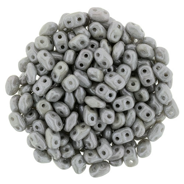 MiniDuo 2x4mm 2-Hole Czech Glass Beads LUSTER OPAQUE GRAY