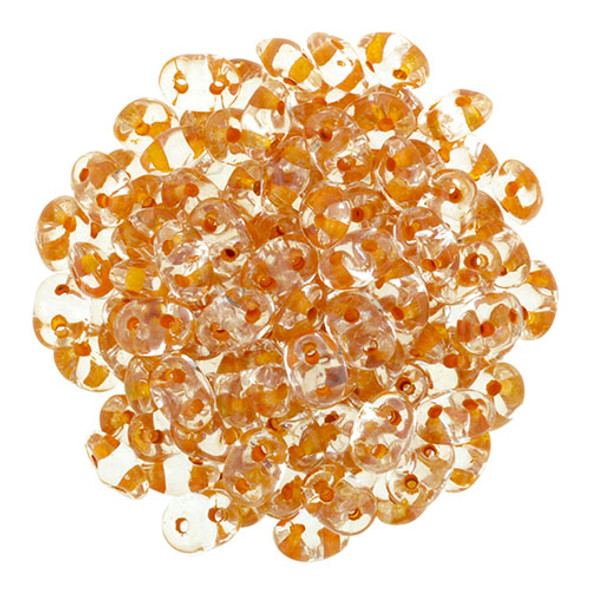 2-Hole SUPERDUO 2x5mm Czech Glass Seed Beads CRYSTAL DK TOPAZ LINED