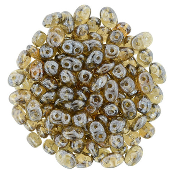 2-Hole SUPERDUO 2x5mm Czech Glass Seed Beads LUSTER SMOKY TOPAZ