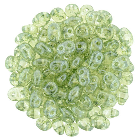 2-Hole SUPERDUO 2x5mm Czech Glass Seed Beads LUSTER PRAIRIE GREEN