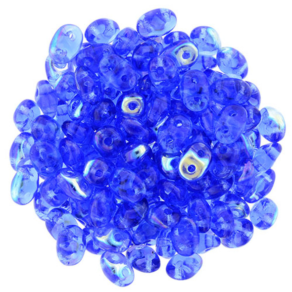 2-Hole SUPERDUO 2x5mm Czech Glass Seed Beads SAPPHIRE AB