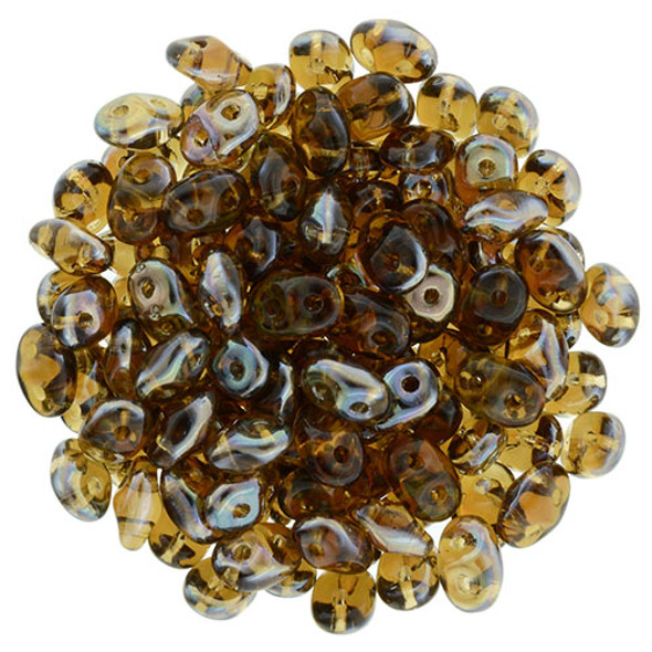 2-Hole SUPERDUO 2x5mm Czech Glass Seed Beads SMOKEY TOPAZ CELSIAN