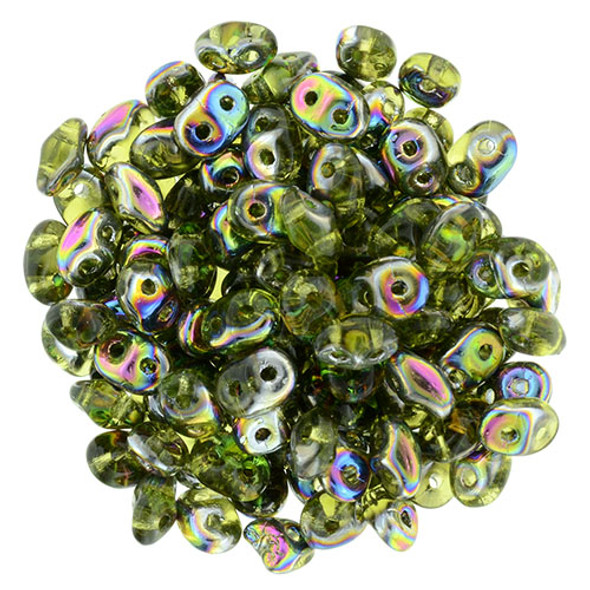 2-Hole SUPERDUO 2x5mm Czech Glass Seed Beads OLIVINE VITRAIL