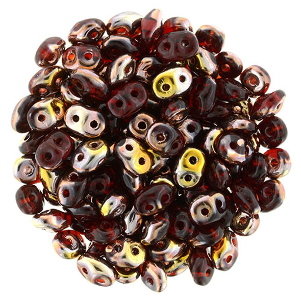 2-Hole SUPERDUO 2x5mm Czech Glass Seed Beads APOLLO RUBY