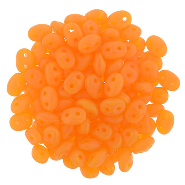 2-Hole SUPERDUO 2x5mm Czech Glass Seed Beads MATTE MILKY ORANGE