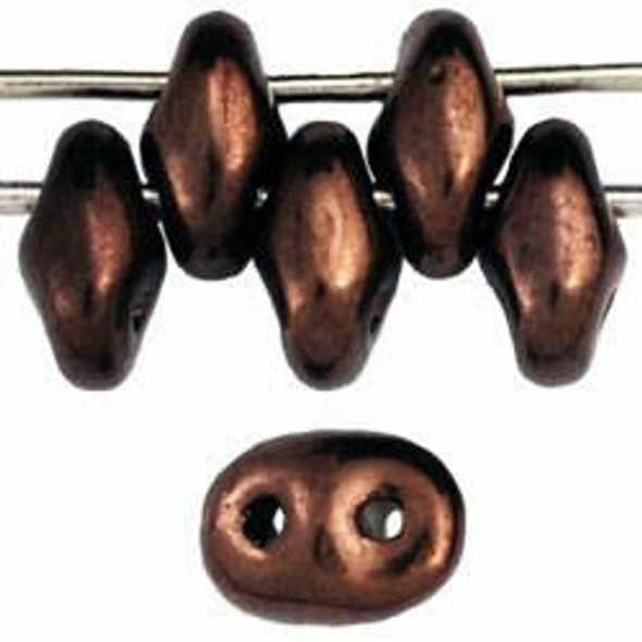 2-Hole SUPERDUO 2x5mm Czech Glass Seed Beads DK BRONZE