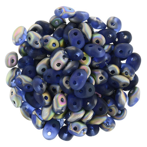 2-Hole SUPERDUO 2x5mm Czech Glass Seed Beads MATTE SAPPHIRE VITRAIL