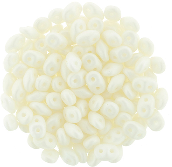 2-Hole SUPERDUO 2x5mm Czech Glass Seed Beads SATURATED WHITE