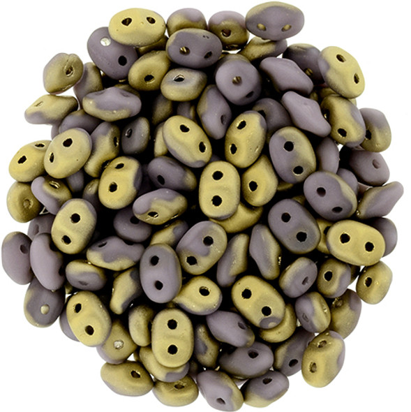 2-Hole SUPERDUO 2x5mm Czech Glass Seed Beads FOOL'S GOLD OPAQUE AMETHYST