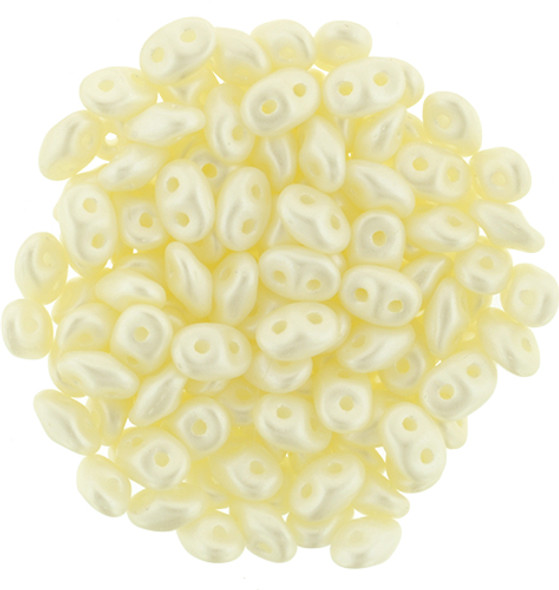 2-Hole SUPERDUO 2x5mm Czech Glass Seed Beads PEARL COAT LT CREAM