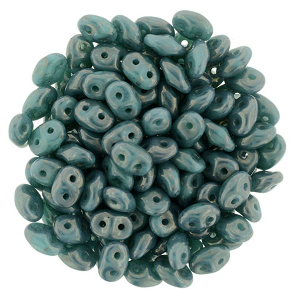 2-Hole SUPERDUO 2x5mm Czech Glass Seed Beads TURQUOISE MOON DUST
