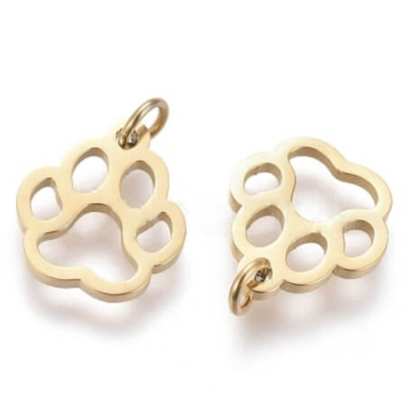 Charm-DOG PAW PRINT with Jump Ring-Gold Plated