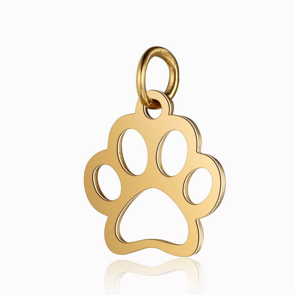 Charm-DOG PAW PRINT with Jump Ring-9x8mm Gold Plated Stainless Steel
