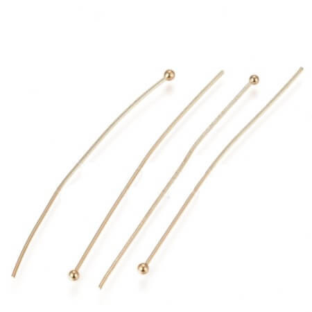 HEAD PIN 23 Gauge 2" w/1.8mm Ball Gold Plated Stainless Steel