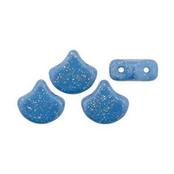 Ginkgo Beads 2-Hole Czech Glass Leaf Beads STARDANCE - CARIBBEAN SEA