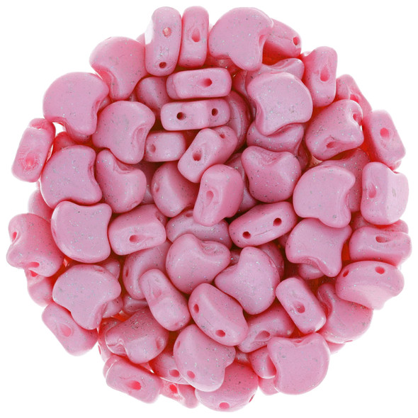 Ginkgo Beads 2-Hole Czech Glass STARDANCE - FLAMINGO PINK