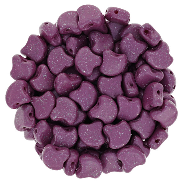 Ginkgo Beads 2-Hole Czech Glass STARDANCE - MAGENTA PURPLE