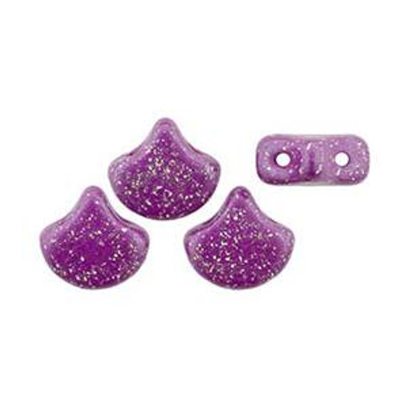Ginkgo Beads 2-Hole Czech Glass Leaf Beads STARDANCE - VIVID VIOLA