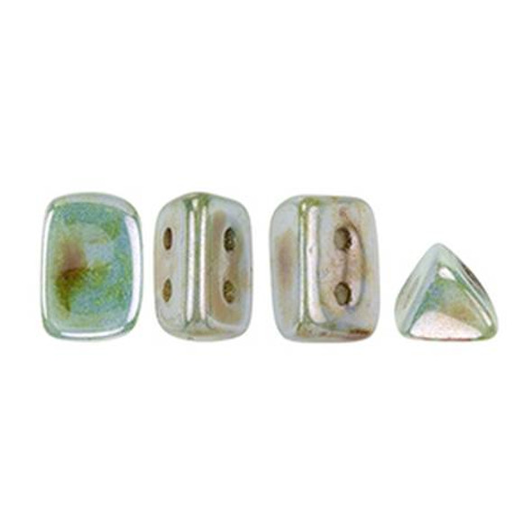 2-Hole TRIO 6x4mm Beads LUSTER OPAQUE GREEN