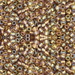 Toho ROUND 11/0 Seed Beads RAINBOW CRYSTAL GOLD LINED