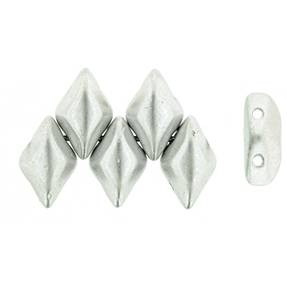 2-Hole GEMDUO 8x5mm Czech Glass Beads MATTE METALLIC SILVER