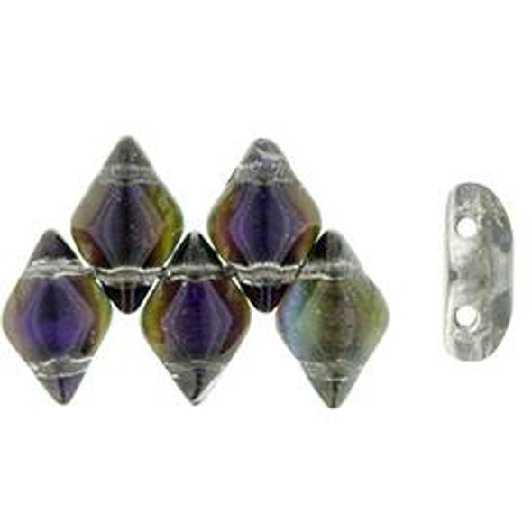 2-Hole GEMDUO 8x5mm Czech Glass Beads BACKLIT PURPLE HAZE