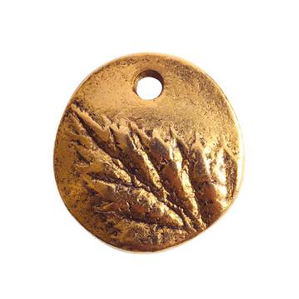 NUNN DESIGN Charm Small Berry Leaf Antique Gold Plated