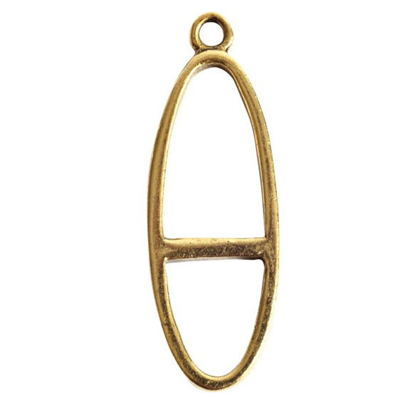 NUNN DESIGN Open Pendant Split Large Long Oval Single Loop Antique Gold Plated