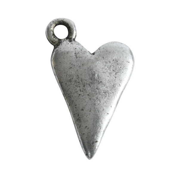 NUNN DESIGN Charm Primitive Drop Heart Antique Silver Plated