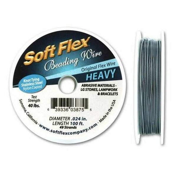 Soft Flex Satin Silver Clear HEAVY Beading Wire
