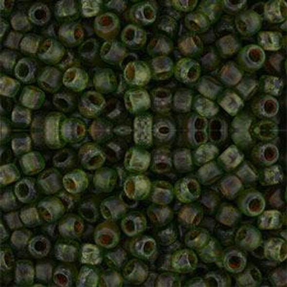 Toho ROUND 8/0 Seed Beads HYBRID TRANSPARENT FROSTED PERIDOT PICASSO