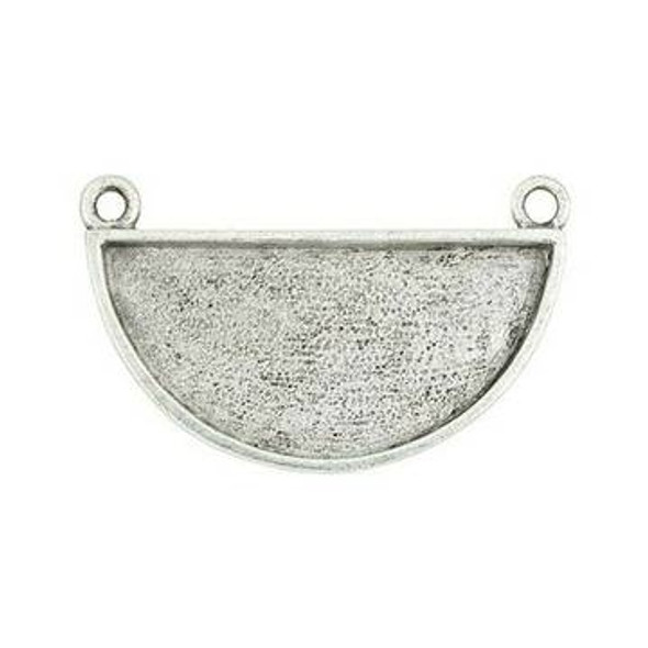 NUNN DESIGN Half Circle Grande Bezel Pendant Antique Silver Plated Pewter