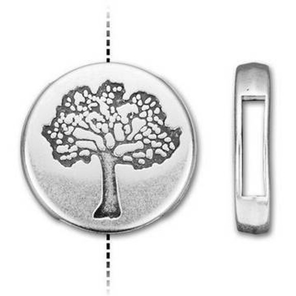 REGALIZ Tree of Life Round Slider Bead Antique Silver