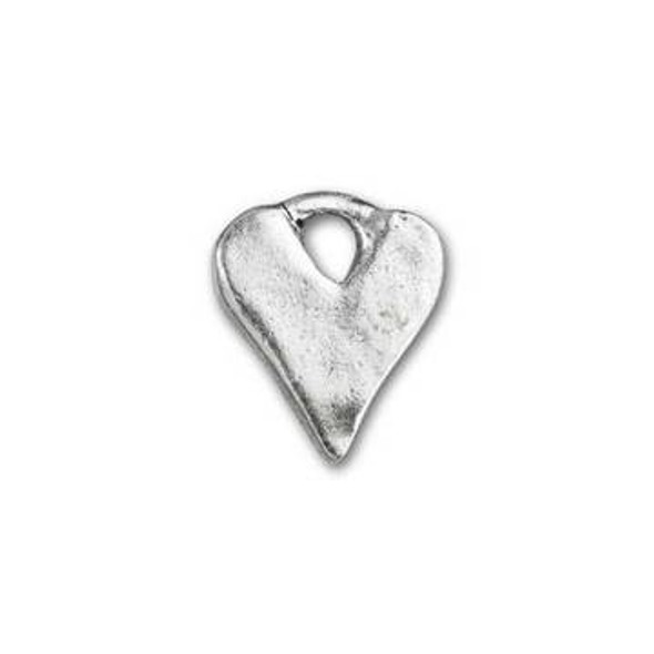 NUNN DESIGN Rustic Heart Charm Silver Plated Pewter