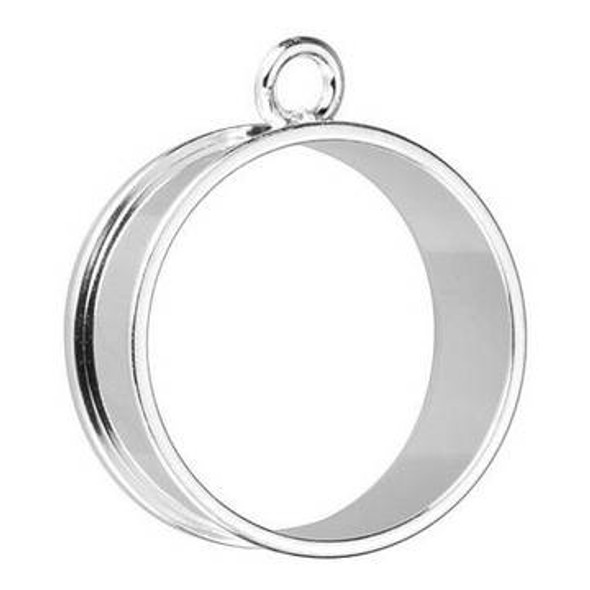 NUNN DESIGN Open Bezel Deep Channel Large Circle Pendant Silver Plated Pewter