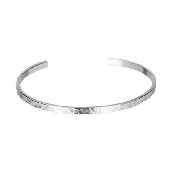 NUNN DESIGN Thin Hammered Cuff Bracelet Silver Plated Pewter