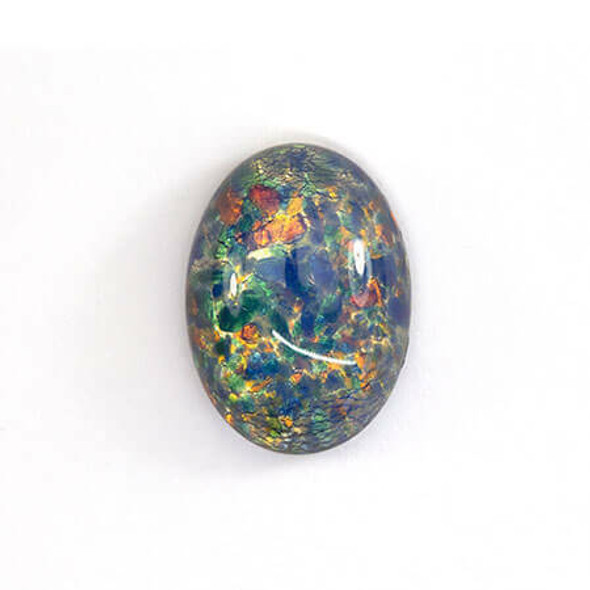 Czech Glass Oval Cabochon 14x10mm BLUE OPAL