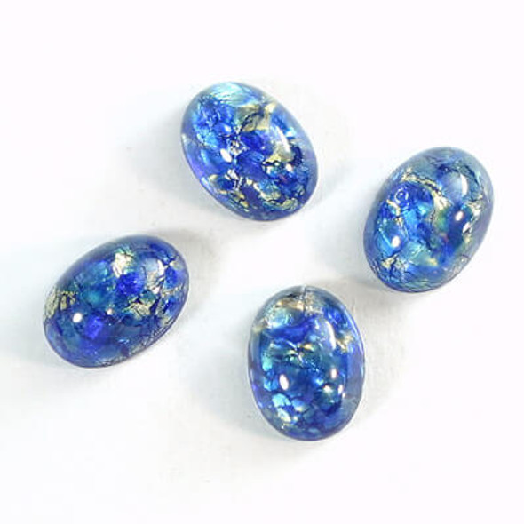 Czech Glass Oval Cabochons SEA BLUE OPAL