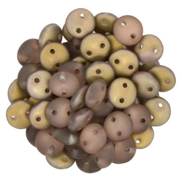 2-Hole Lentil Beads 6mm CzechMates MATTE APOLLO GOLD