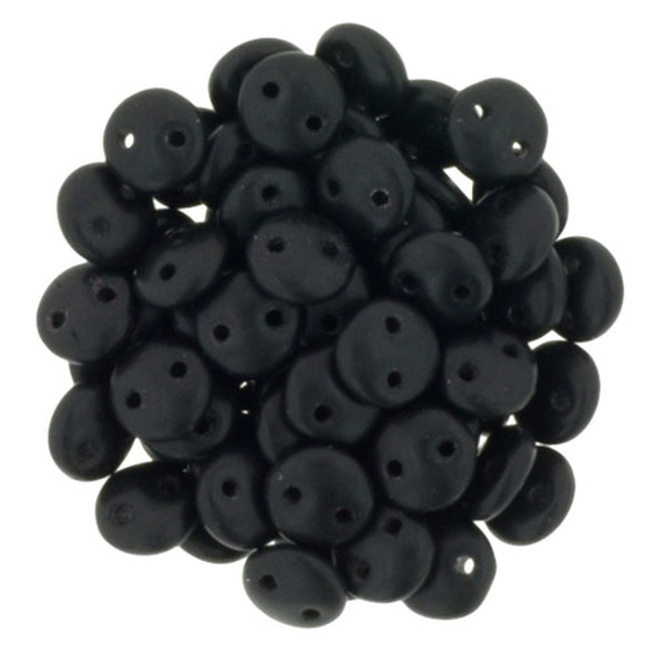 2-Hole Lentil Beads 6mm CzechMates MATTE JET