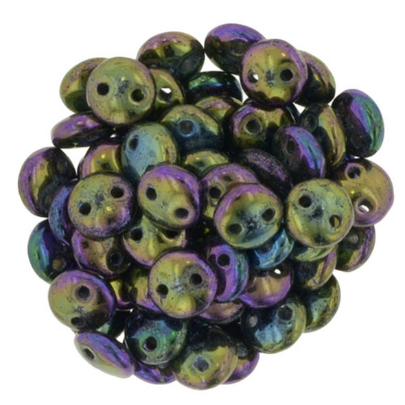 2-Hole Lentil Beads 6mm CzechMates IRIS PURPLE