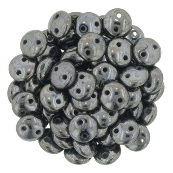 2-Hole Lentil Beads 6mm CzechMates HEMATITE