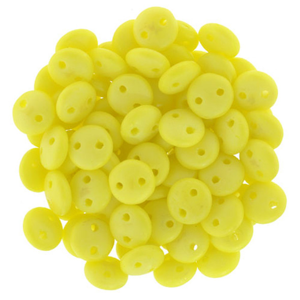 2-Hole Lentil Beads 6mm CzechMates MATTE LUSTER IRIS CUSTARD